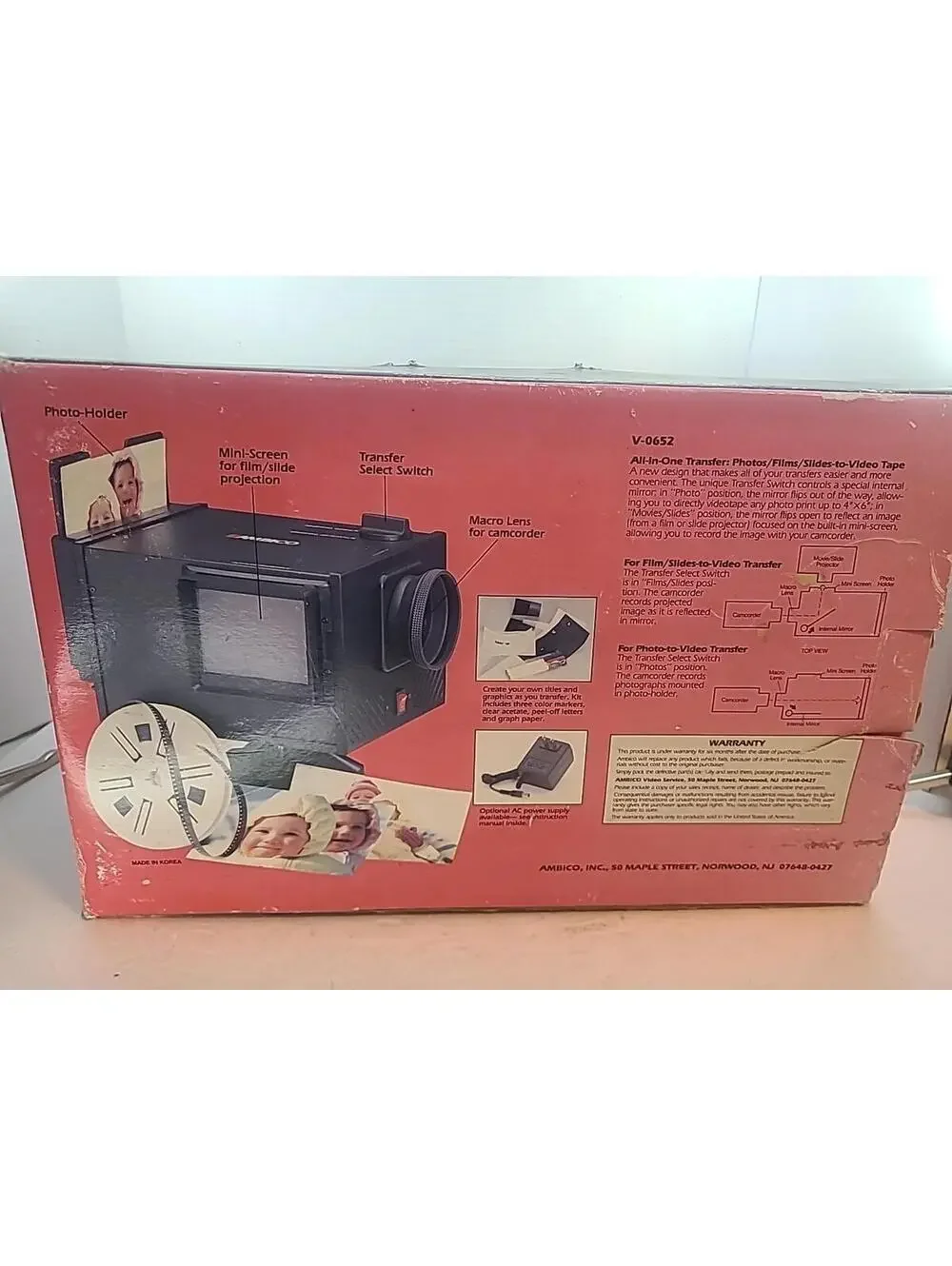 Ambico Complete Video Transfer System Vtg Model V-0652 Photos & Slides New Read